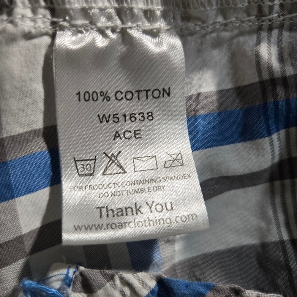 Roar Embroidered Button Down Shirt Grey Blue Plaid Men Large Buckle Graphic Back - Picture 6 of 10